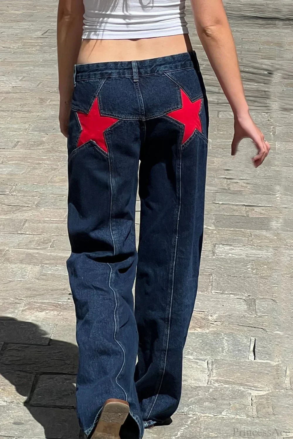 Y2K Star Color-Block Patchwork Jeans - Image 4