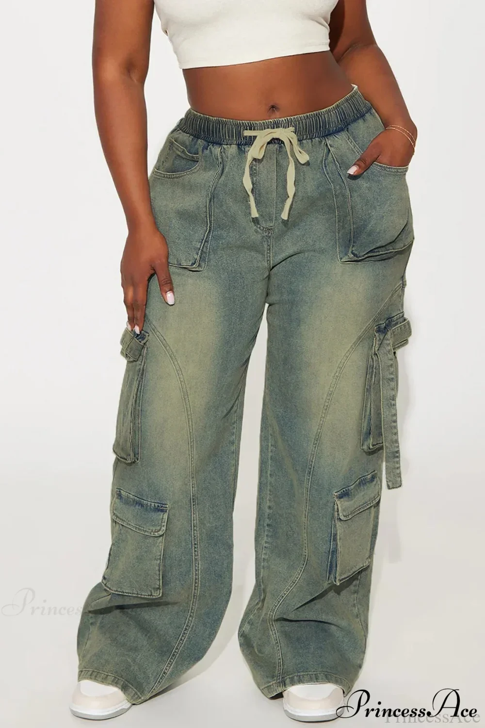 Y2K Street Hip-Hop Denim Cargo Pants - Image 3