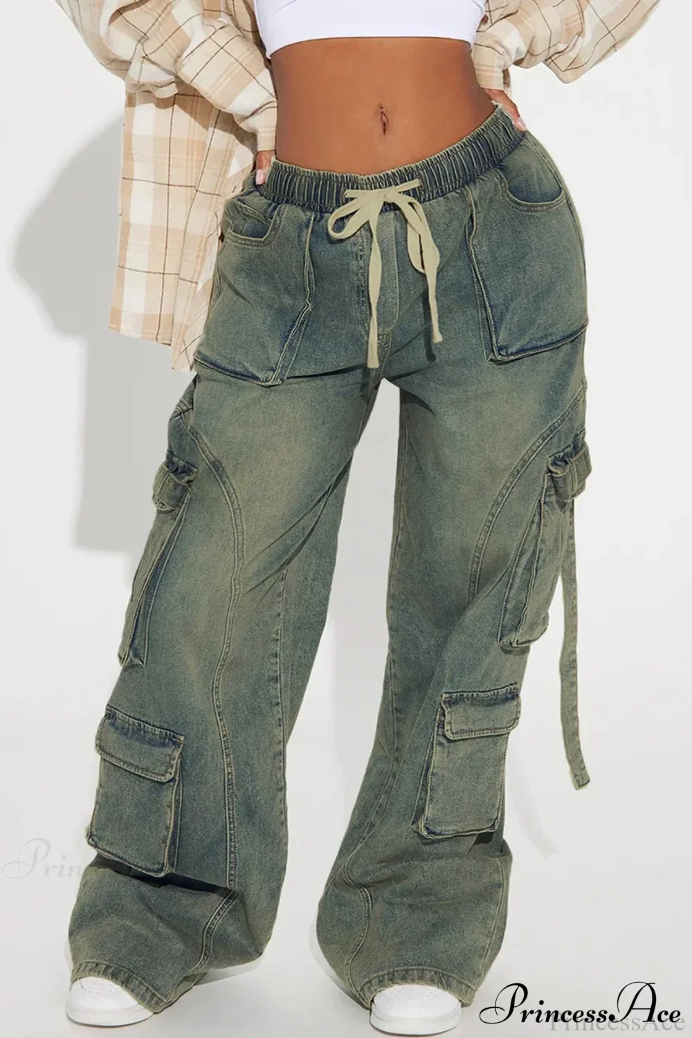Y2K Street Hip-Hop Denim Cargo Pants - Image 4