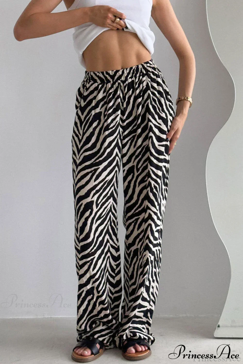 Zebra Print Loose Wide Leg Pants - Image 2