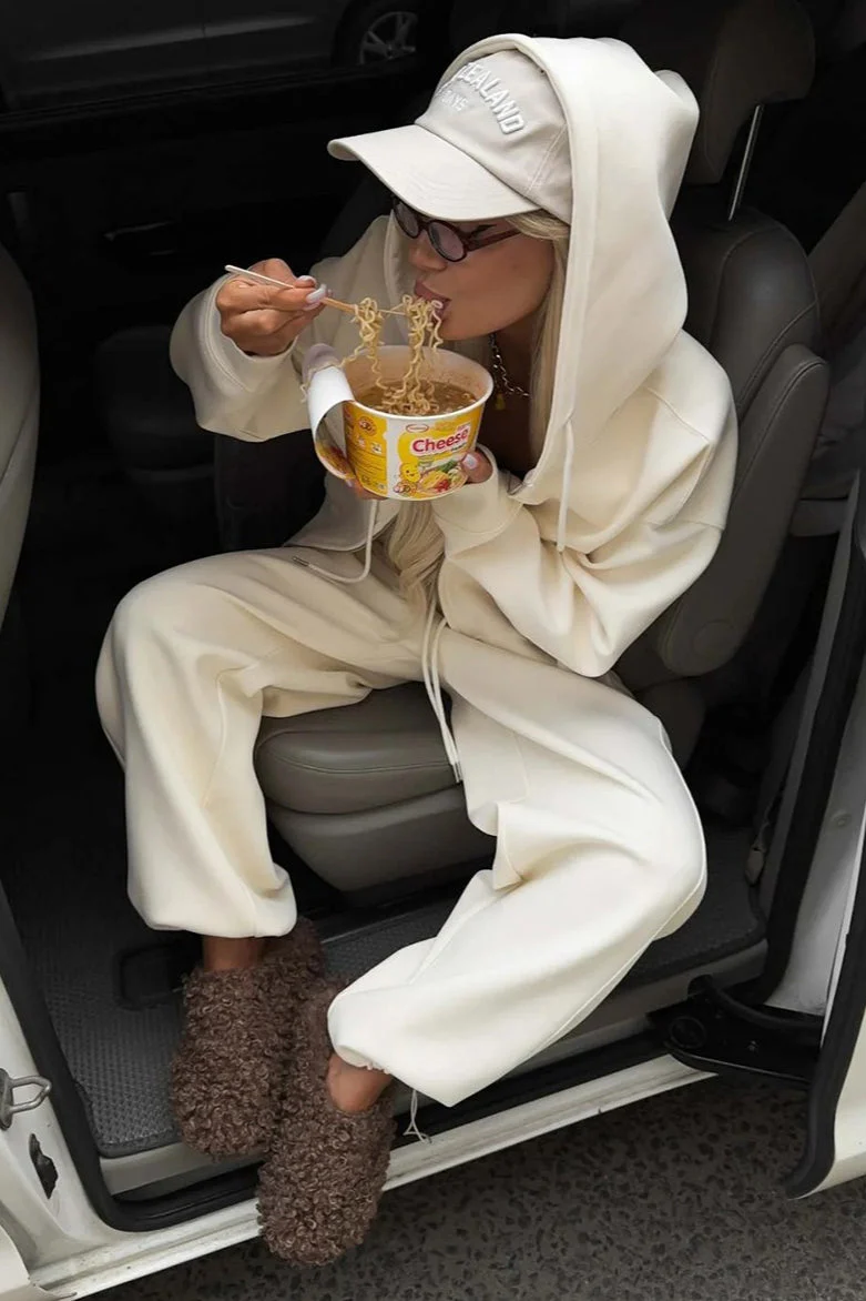 Zipper Hoodie Long Sleeve Wide Leg Pants Two Piece Set - Image 10