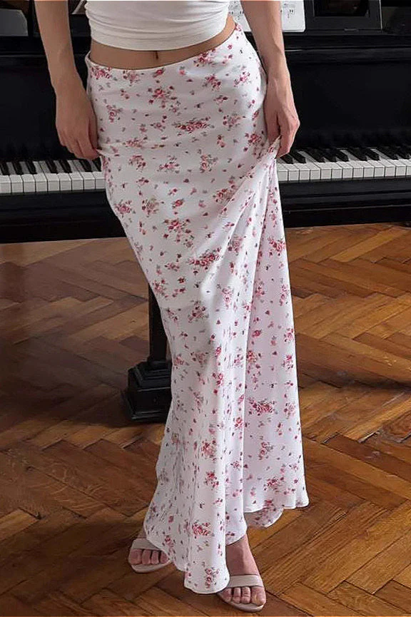 Floral Slim Mermaid Midi Skirt - Image 3