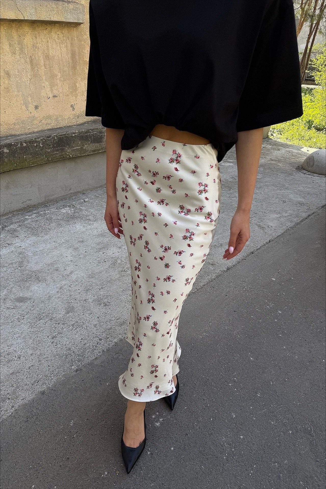 Floral High Waist Slim Pencil Skirt - Image 3