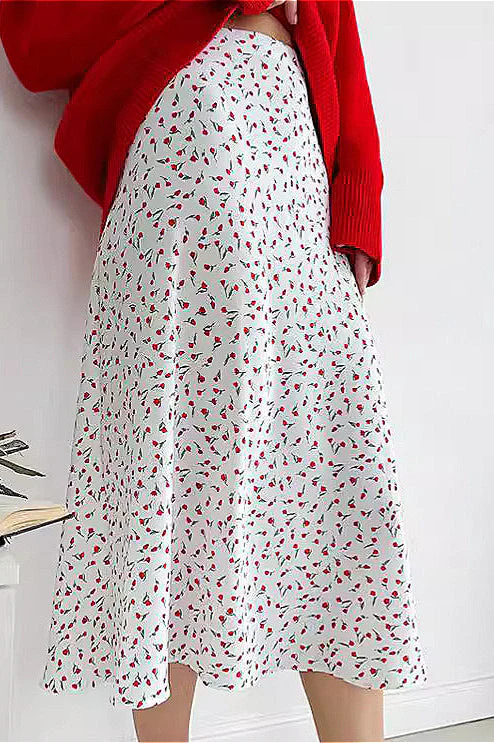 Floral Printed High Waist Fishtail Skirt - Image 2