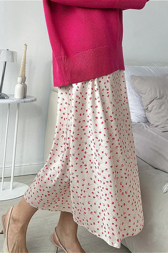 Floral Printed High Waist Fishtail Skirt - Image 3