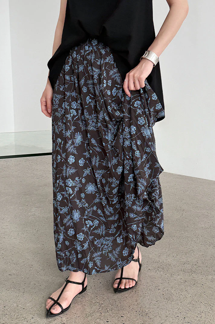 Retro Floral High Waist Pleated A Line Skirt - Image 2