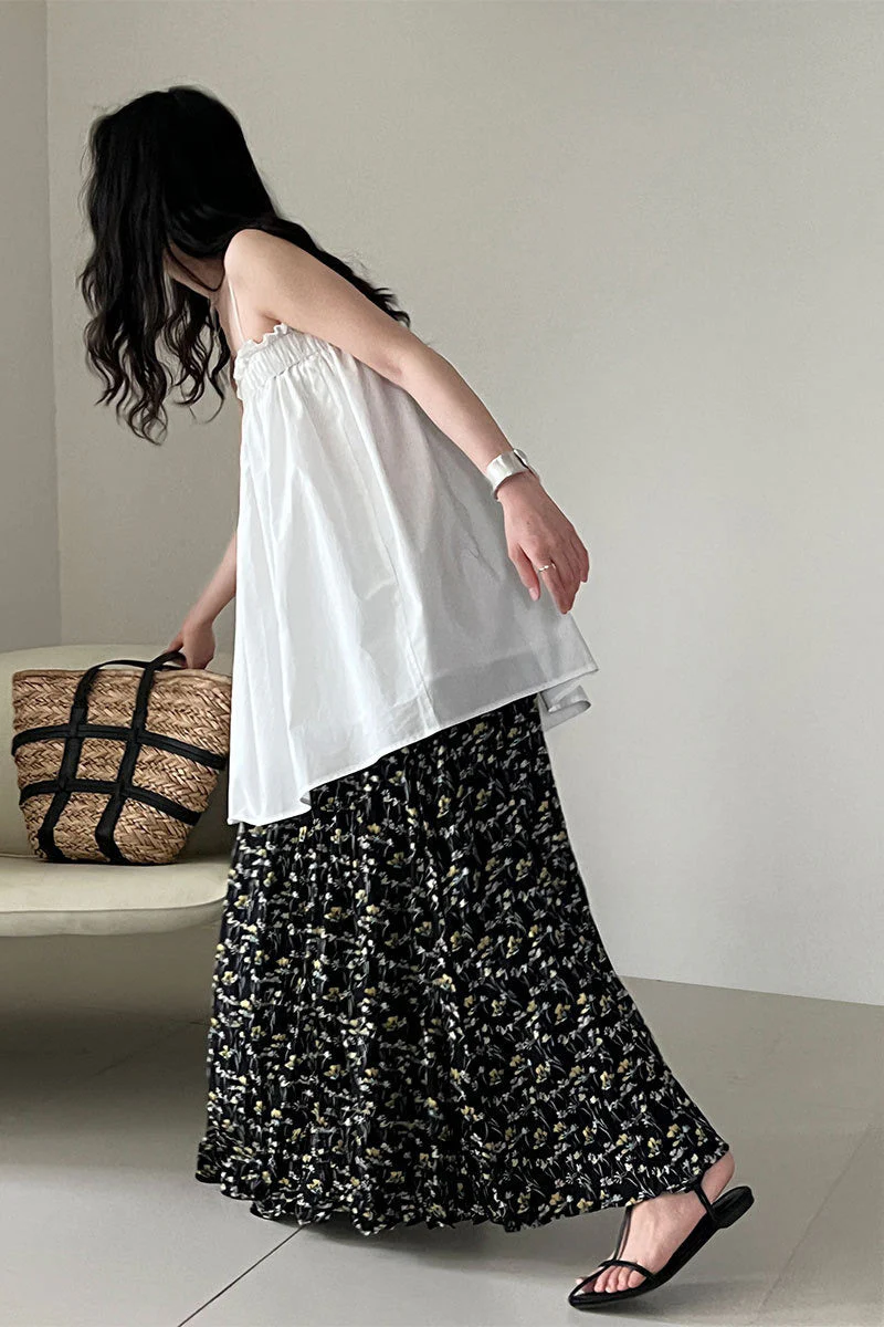 Retro Floral High Waist Pleated A Line Skirt - Image 4
