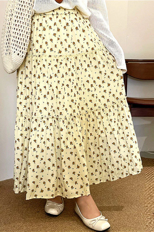 Plus Size Floral High Waist Tiered Skirt - Image 3