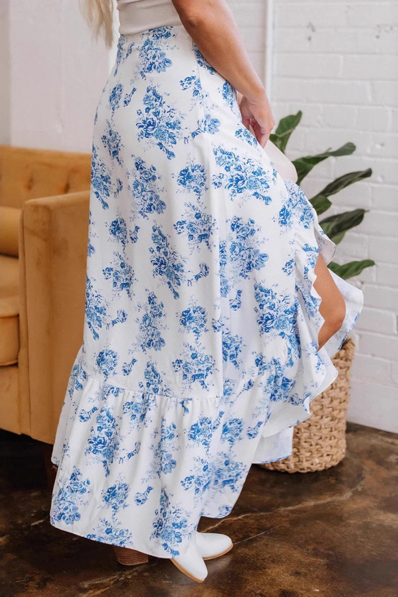 Ruffle Floral Bohemian Asymmetrical Skirt - Image 3