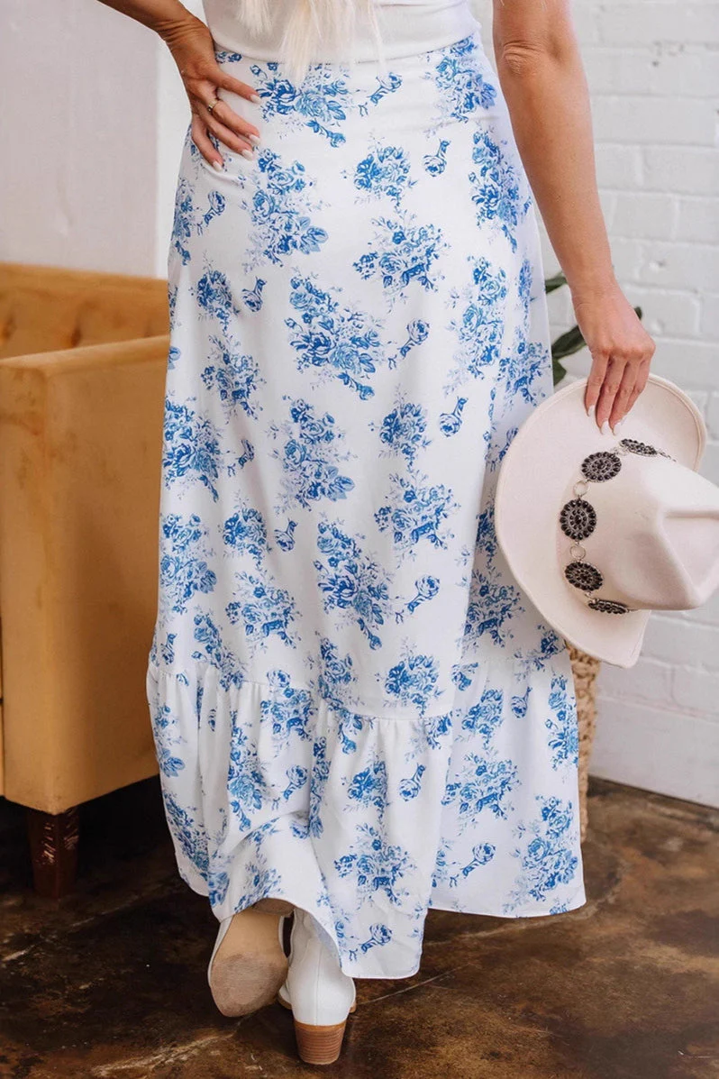 Ruffle Floral Bohemian Asymmetrical Skirt - Image 4
