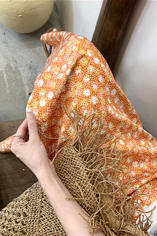 Floral Orange A Line Midi Skirt - Image 4