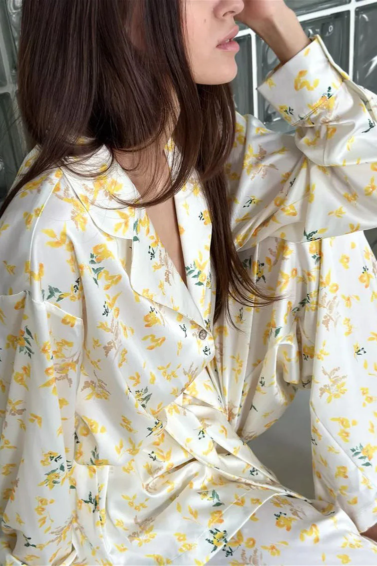 Floral Long Sleeve Cardigan Pants Loungewear Two Piece Set - Image 4