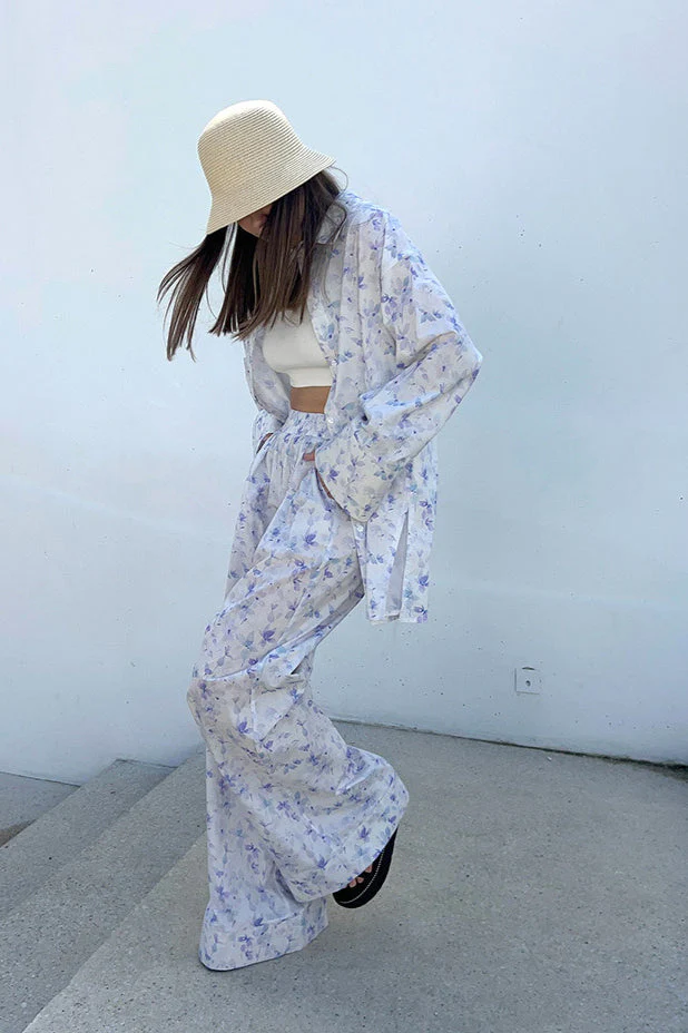 Floral Retro Shirt Pants Two Piece Set - Image 2