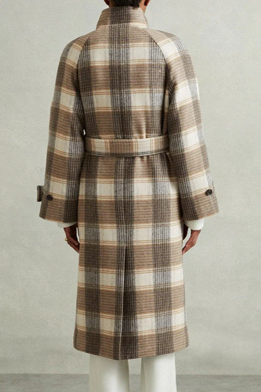 Vintage Plaid Belted Wool Coat - Image 4