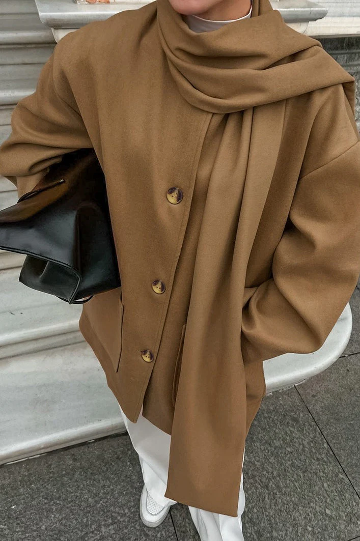 Vintage British-Style Wool Midi Oversized Coat - Image 3