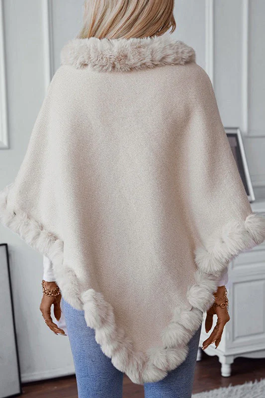 Vintage Solid Check Knit Fleece-Collar Coat - Image 2