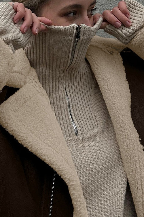 Vintage Oversized Suede Sherpa-Lined Coat - Image 5