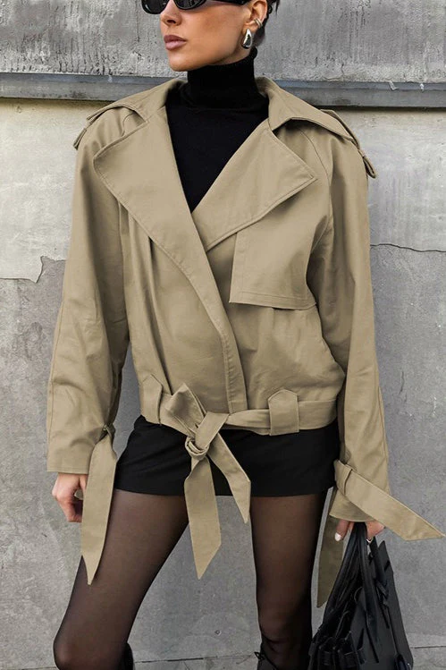 Vintage Barn-Style Khaki Belted Trench Coat - Image 3