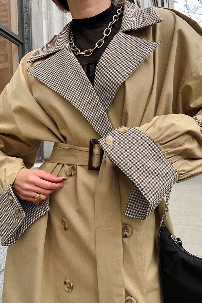 Vintage Paneled Double-Breasted Trench Coat - Image 2