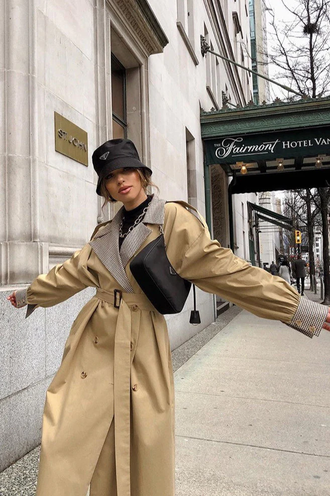 Vintage Paneled Double-Breasted Trench Coat - Image 3