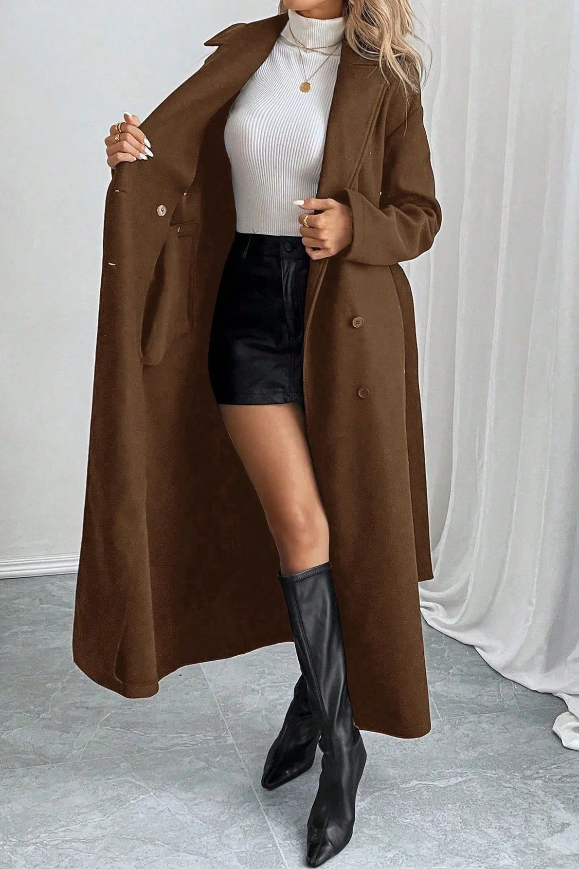 Vintage Oversized Double-Faced Wool Midi Coat - Image 4