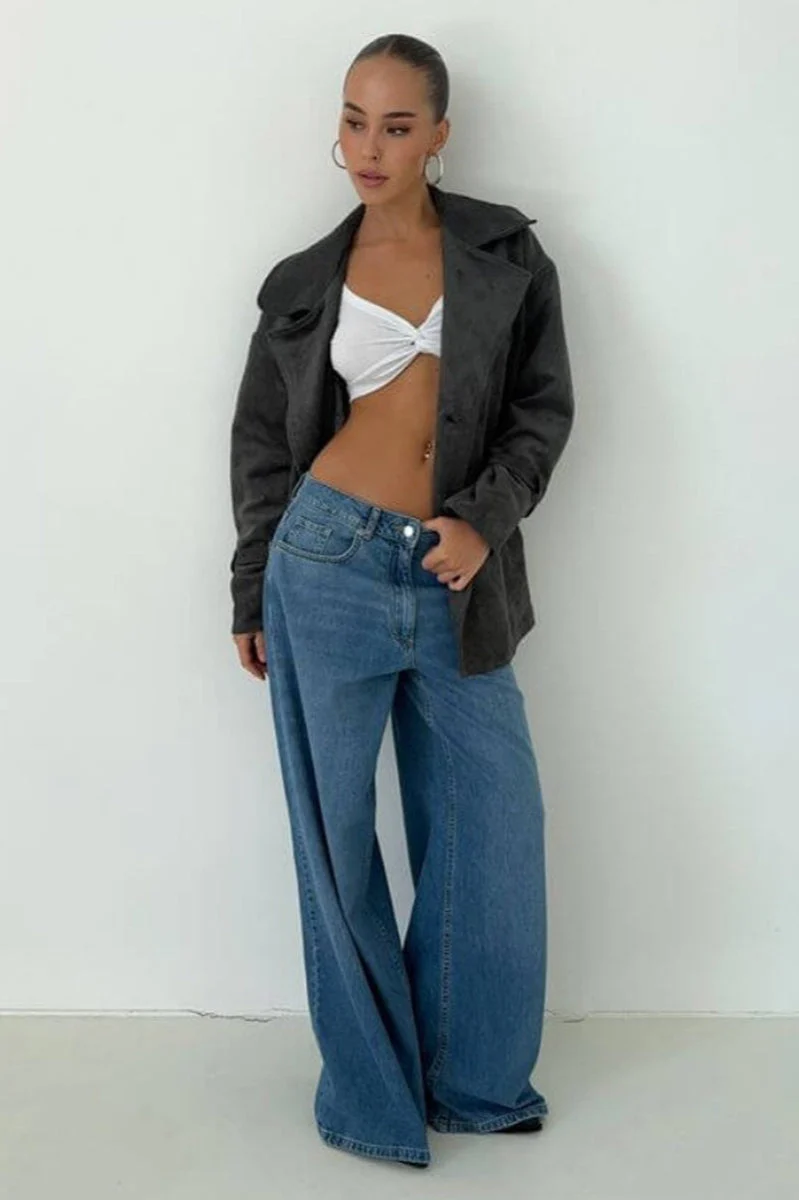 Vintage Suede Lapel Tie Waist Jacket Coat - Image 6