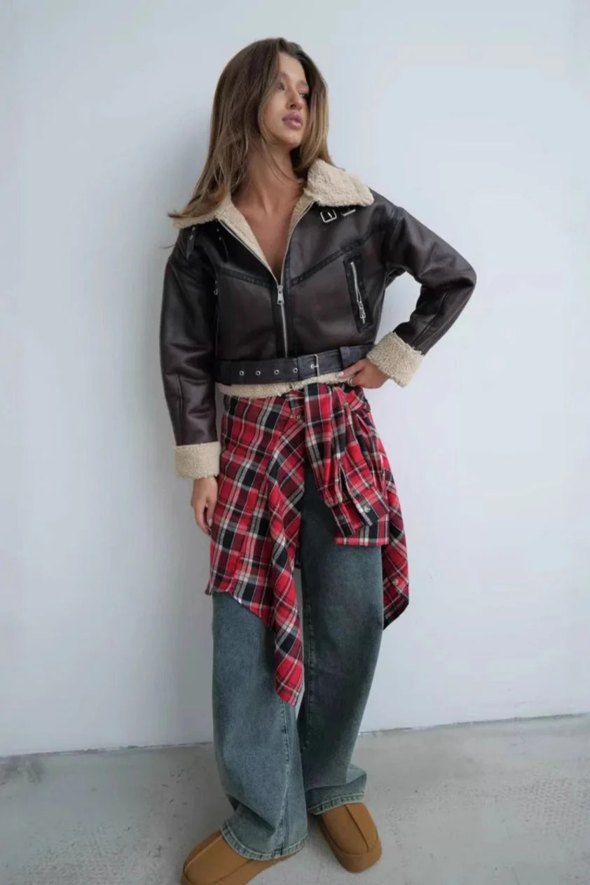 Vintage Sherpa Lapel Short Coat - Image 2