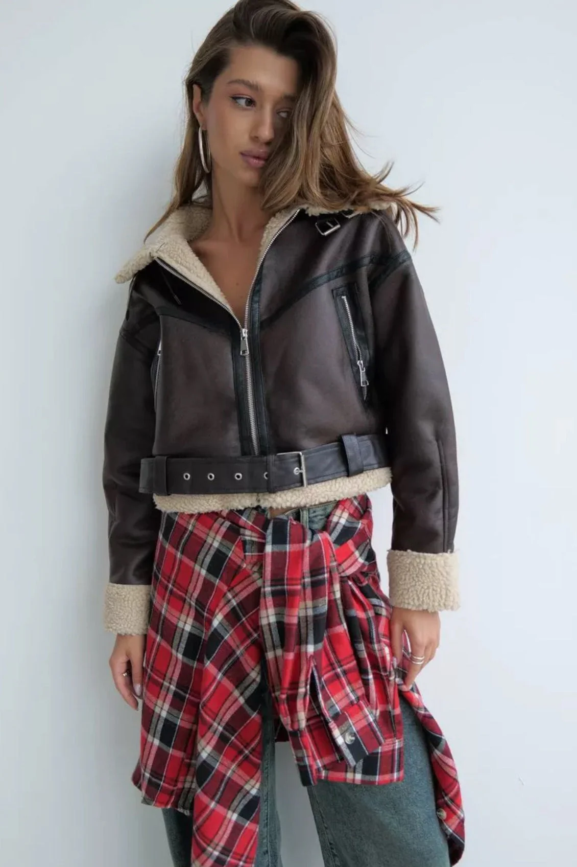 Vintage Sherpa Lapel Short Coat - Image 3