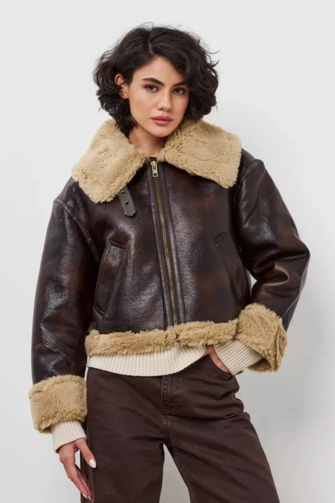 Vintage Faux Fur Collared Short Coat - Image 2