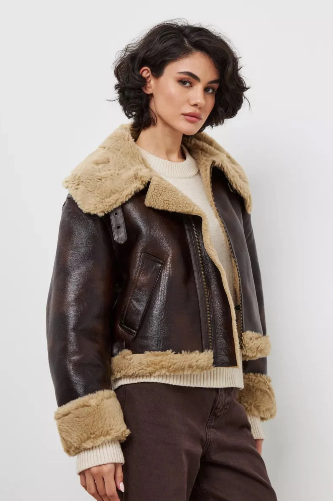 Vintage Faux Fur Collared Short Coat - Image 3