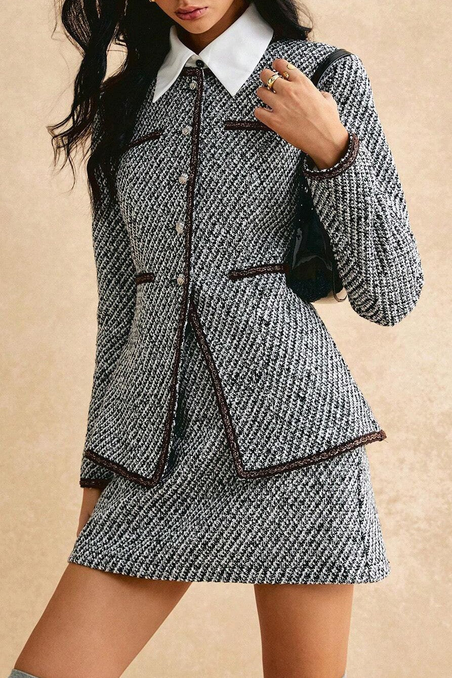 Vintage Tweed Lapel Jacket & Skirt Two Piece Set - Image 3