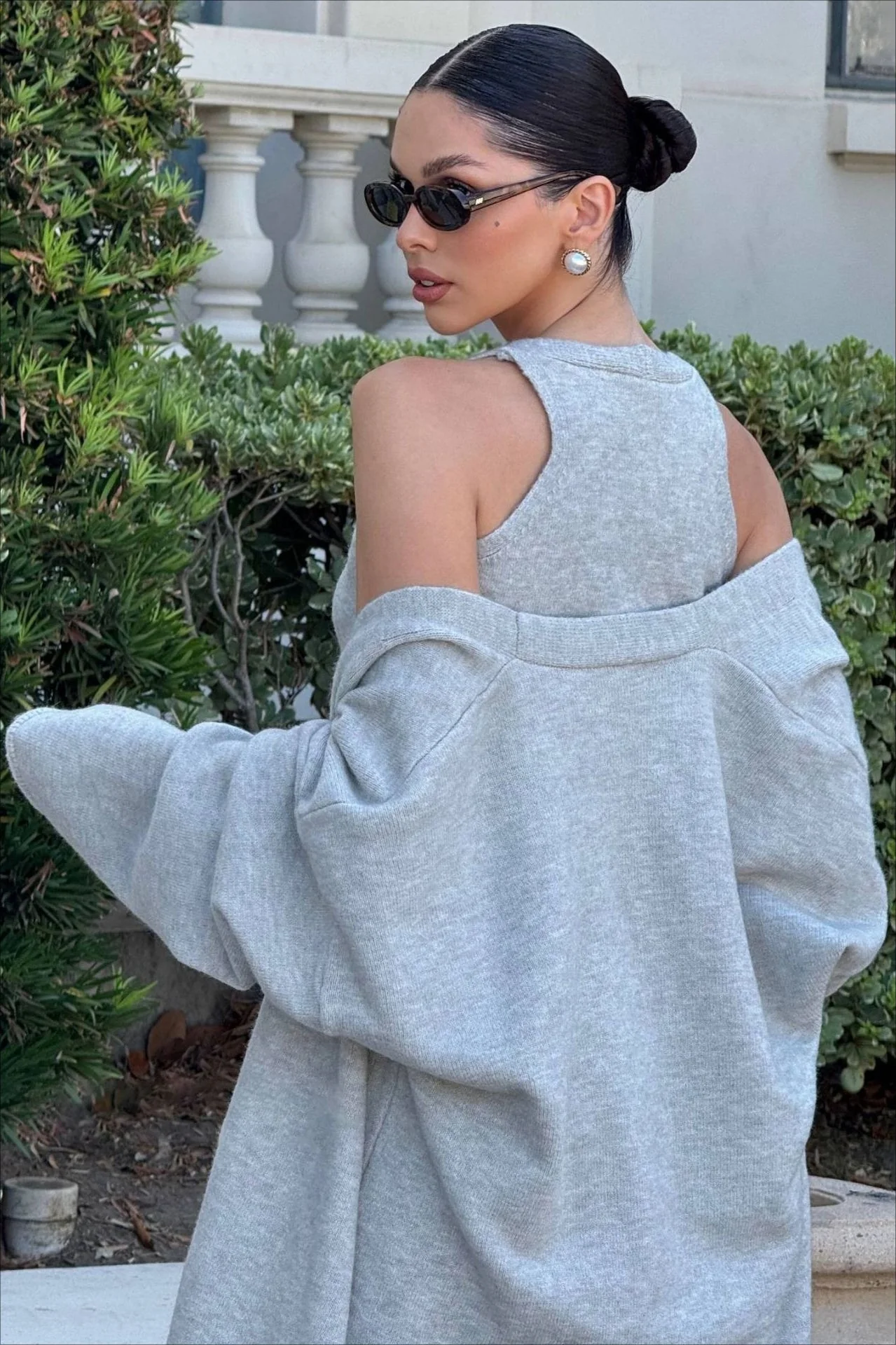 Vintage Gray Knit Jacket Vest & Maxi Skirt Three Piece Set - Image 3