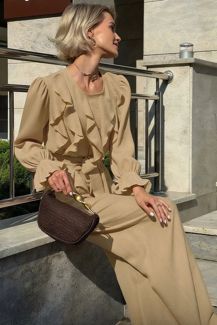 Vintage Bell Sleeve Top and Wide Leg Pants Two Piece Set - Image 4