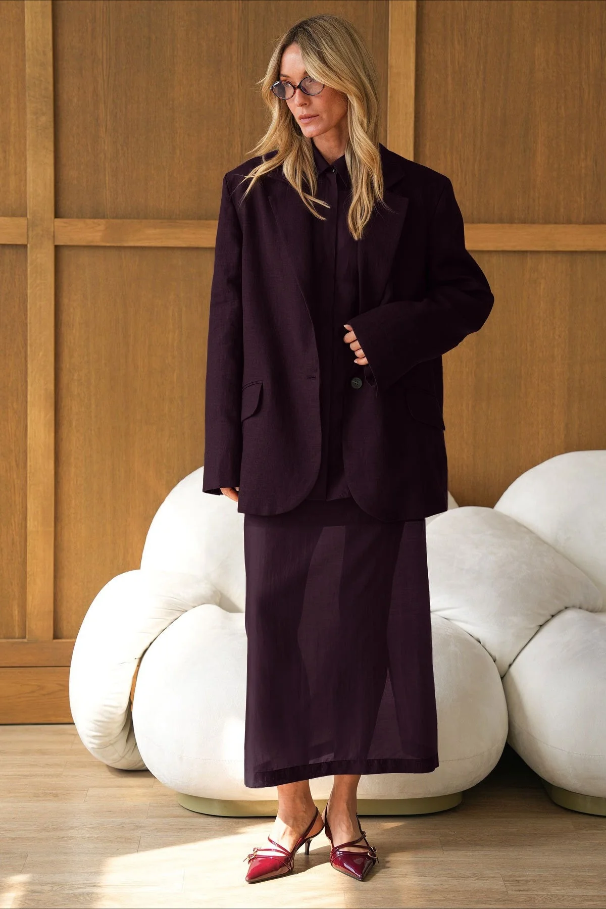 Vintage Collared Tencel Shirt Dress Two Piece Set - Image 2