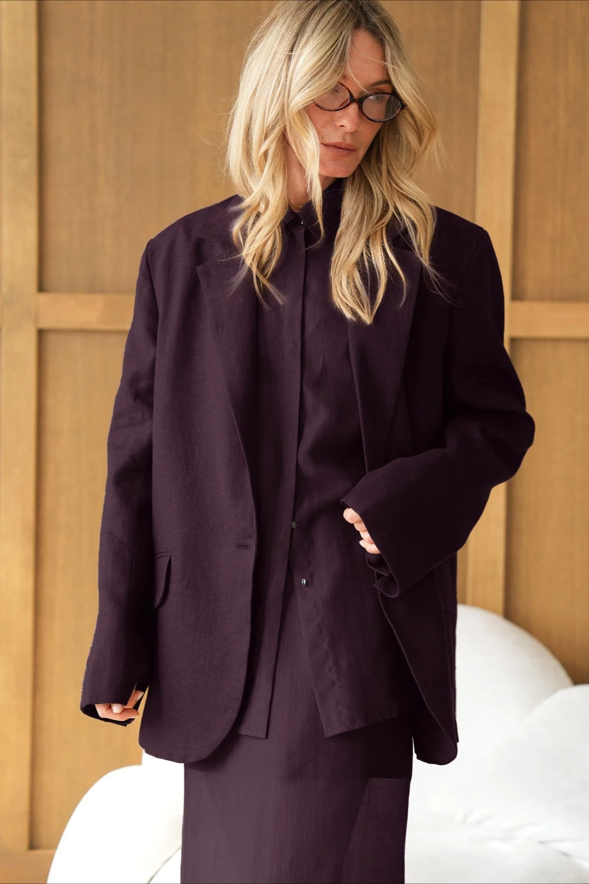 Vintage Collared Tencel Shirt Dress Two Piece Set - Image 3