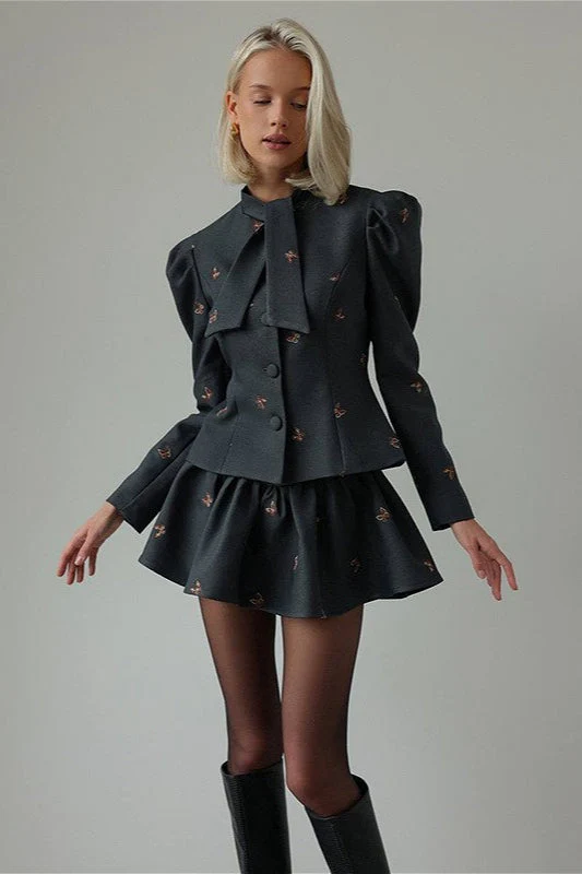 Vintage Colorblock Tweed Jacket and Skirt Set - Image 2