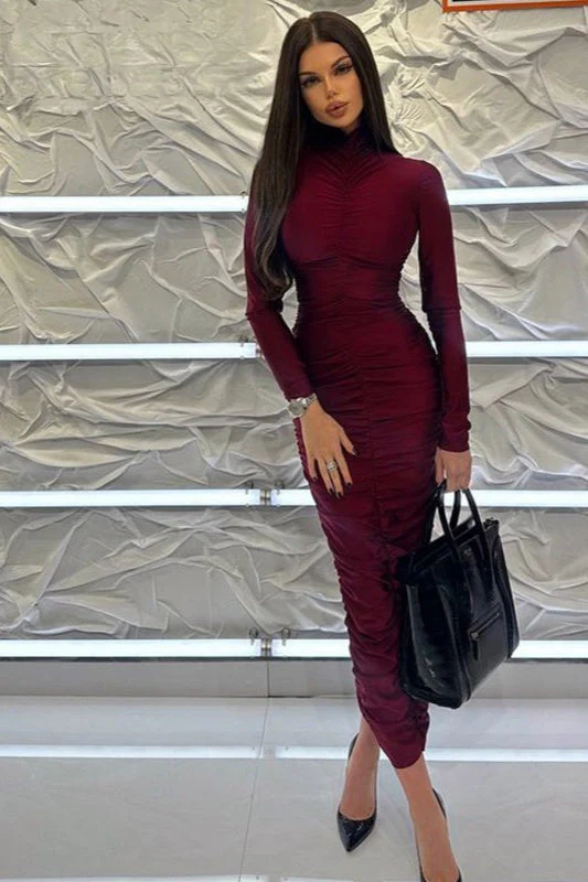 Vintage Red High Neck Maxi Dress - Image 2