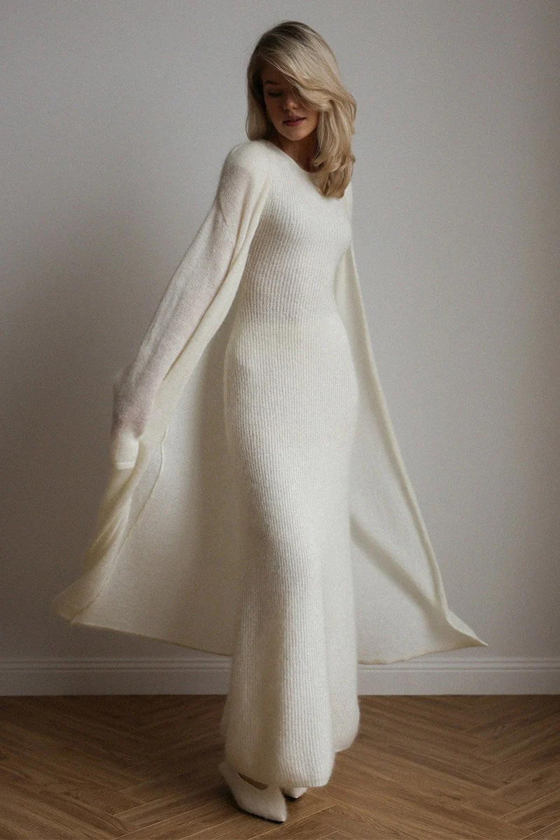 Vintage Knit Cardigan and Sleeveless Dress Two Piece Set - Image 4