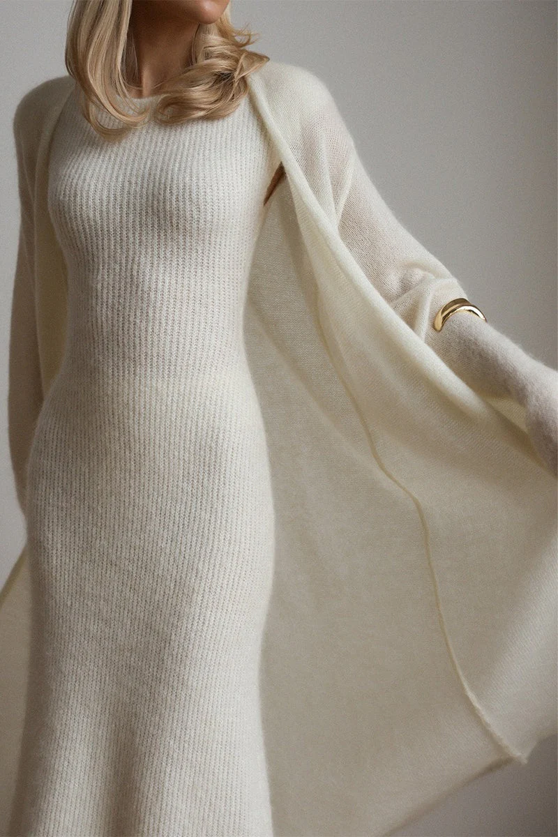Vintage Knit Cardigan and Sleeveless Dress Two Piece Set - Image 7