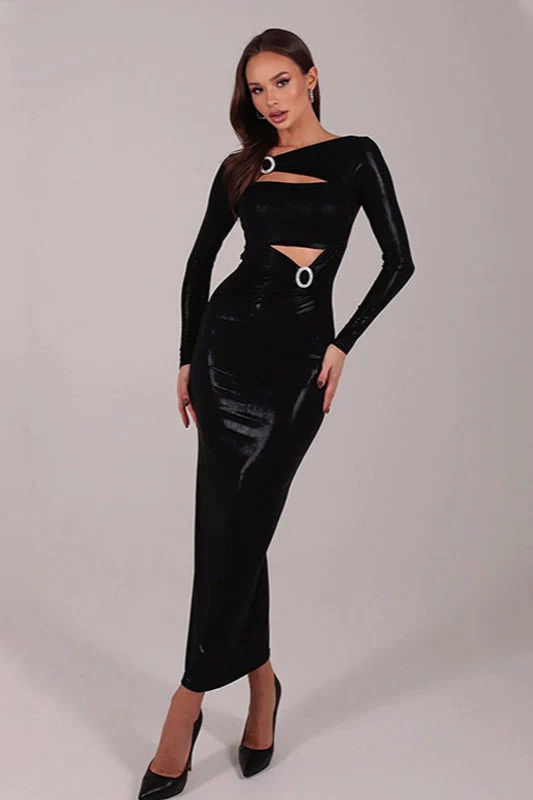 Cutout Sparkly Bodycon Maxi Dress - Image 2