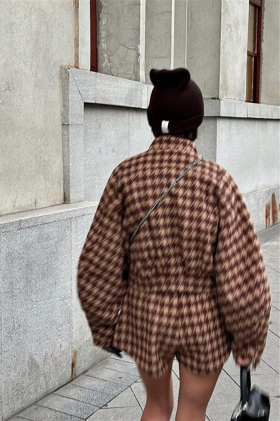 Vintage Houndstooth Zip Jacket and Shorts Two Piece Set - Image 5