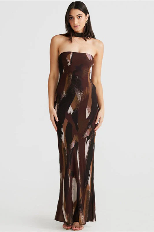Strapless Backless Print Maxi Dress - Image 3