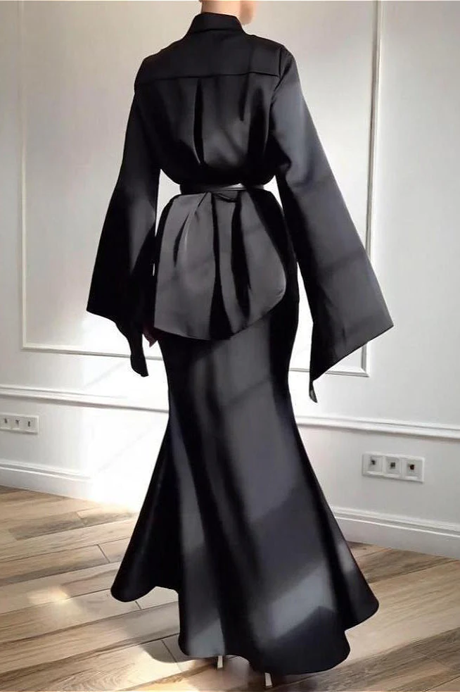 Vintage Satin Blouse with Fitted Skirt Two Piece Set - Image 5