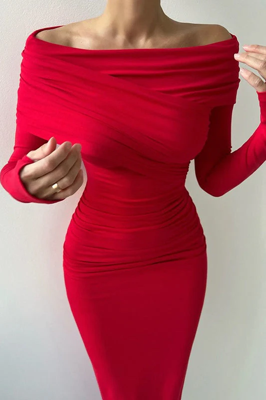 Elegant Red Bodycon Maxi Dress - Image 2