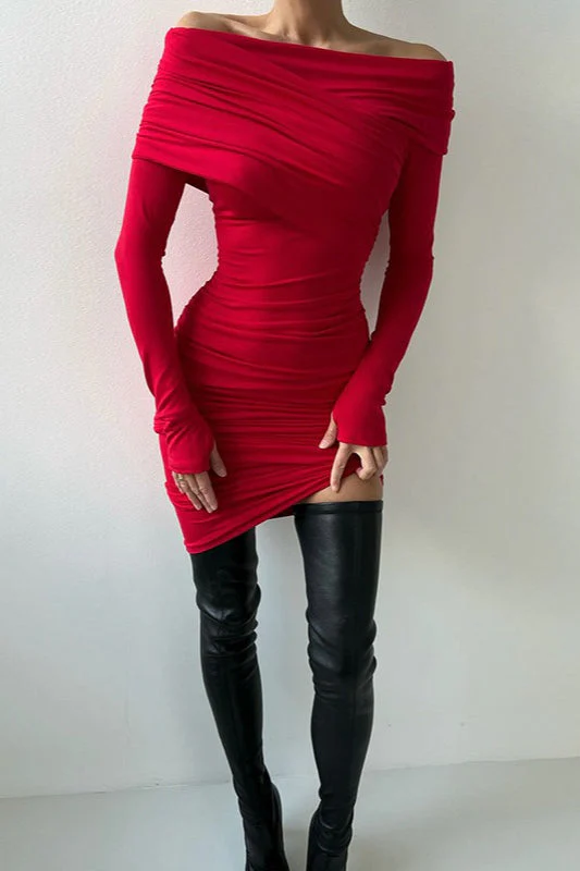 Elegant Red Bodycon Maxi Dress - Image 3