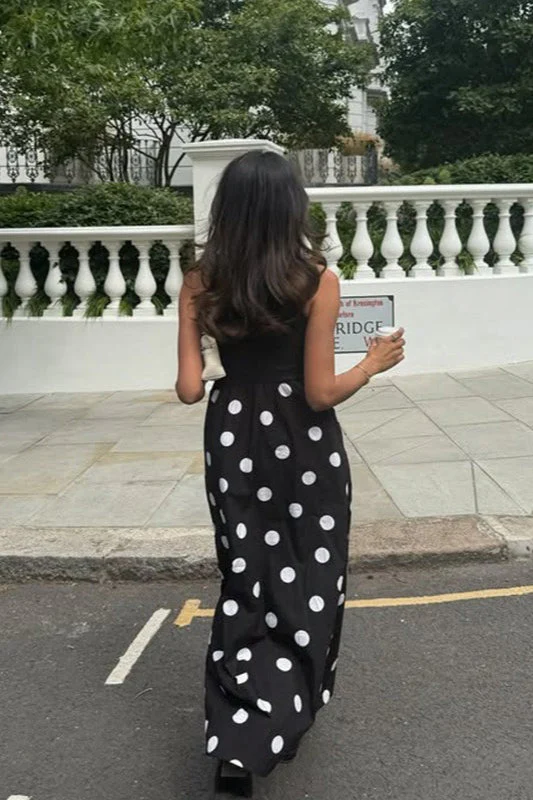 Elegant Polka Dot Splice Maxi Dress - Image 4