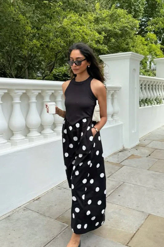 Elegant Polka Dot Splice Maxi Dress - Image 5