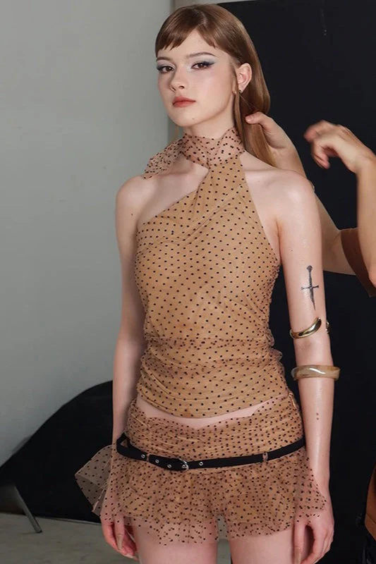 Solid Halter Crop Top Two Pieces Set - Image 2