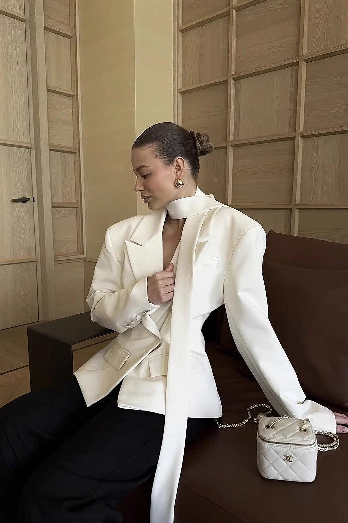 Vintage Solid Color Lapel Blazer - Image 2