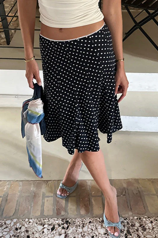 Contrast Polka Dot Fishtail Skirt - Image 3